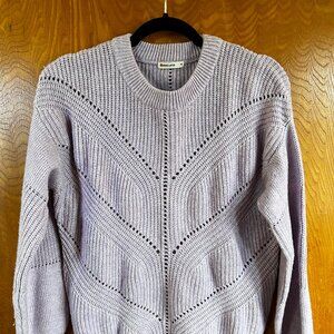 Marine Layer Lavender Open Knit Cable Sweater Crewneck Sweater (Medium)